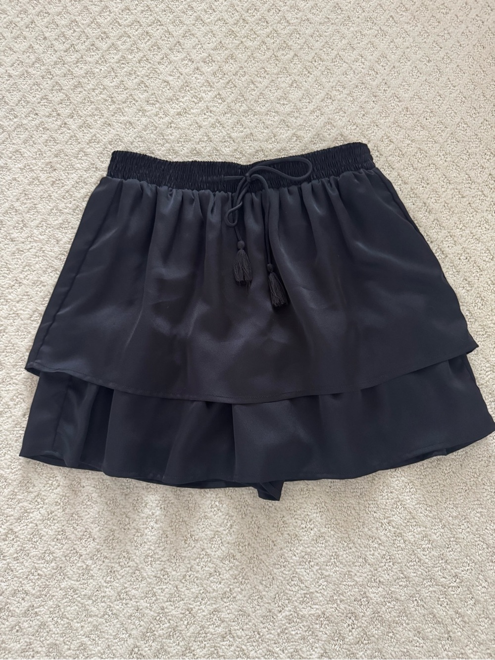 Abercrombie & Fitch Black Tiered Drawstring Mini Skirt